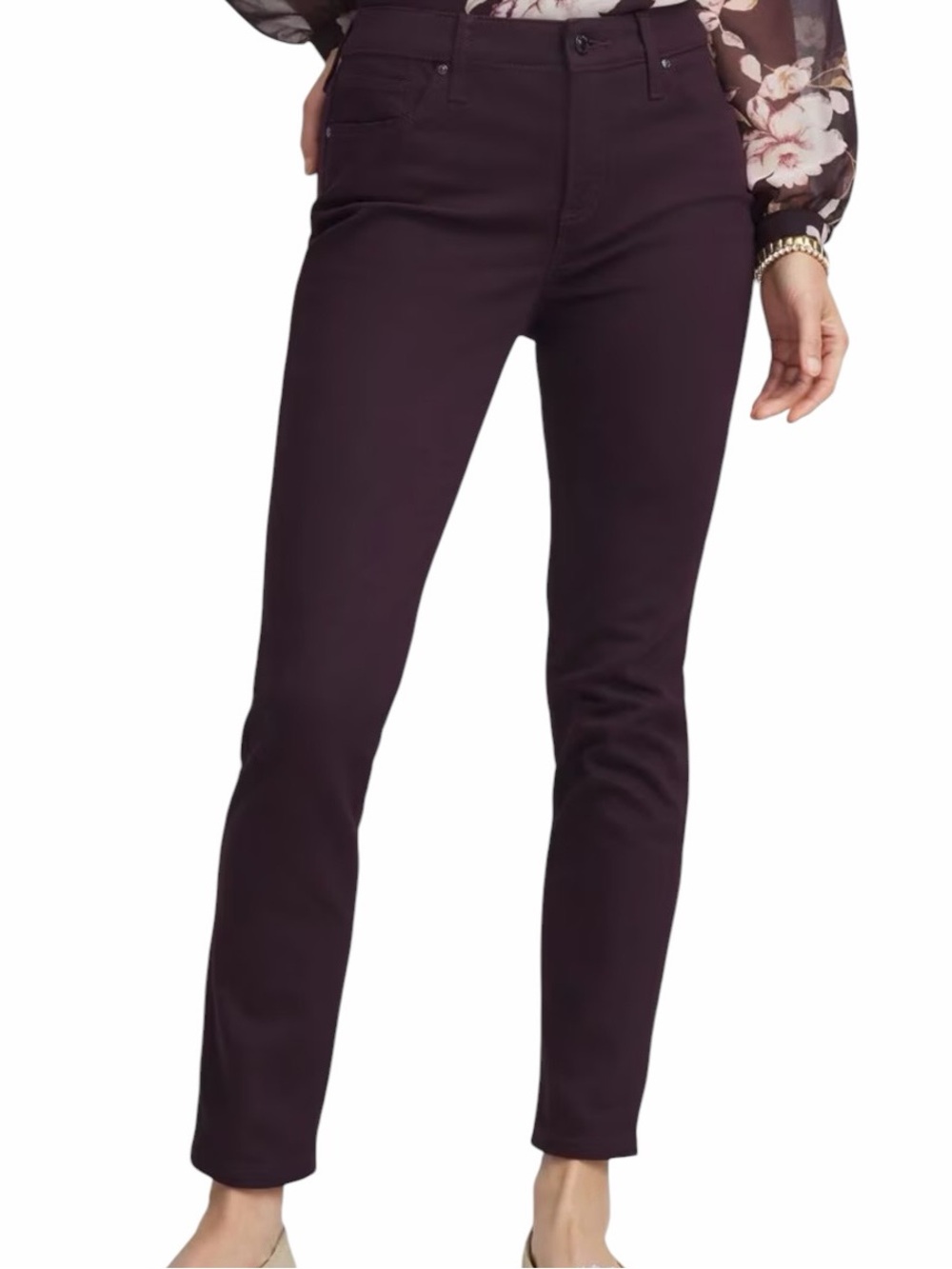 Chico's So Slimming Straight Leg Girlfriend Ankle Jeans in Night Bloom Plum 2